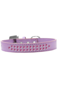 Mirage Pet Products Two Row Bright Pink crystal Lavender Dog collar Size 12