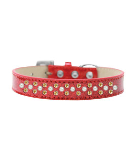 Mirage Pet Products Sprinkles Ice cream Dog collar with Pearl and Yellow crystals Size 16 Red