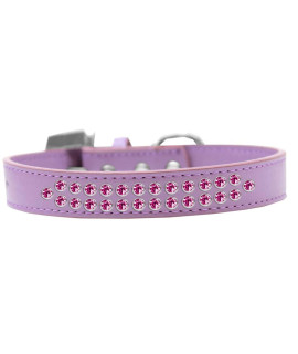 Mirage Pet Products Two Row Bright Pink crystal Lavender Dog collar Size 14