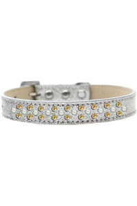 Mirage Pet Products Sprinkles Ice cream Dog collar with Pearl and Yellow crystals Size 12 Silver