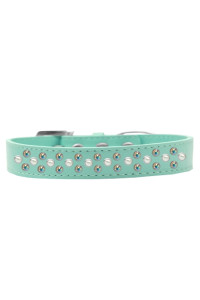 Mirage Pet Products Sprinkles Dog collar with Pearl and AB crystals Size 12 Aqua