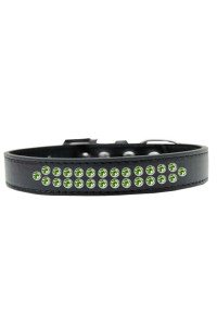 Mirage Pet Products Two Row Lime green crystal Black Dog collar Size 12