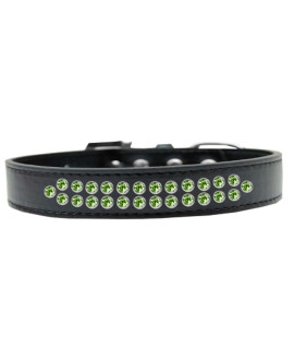 Mirage Pet Products Two Row Lime green crystal Black Dog collar Size 12