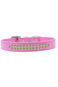 Mirage Pet Products Two Row Lime green crystal Bright Pink Dog collar Size 12
