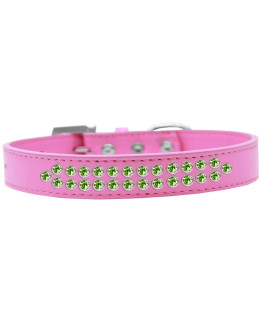 Mirage Pet Products Two Row Lime green crystal Bright Pink Dog collar Size 12