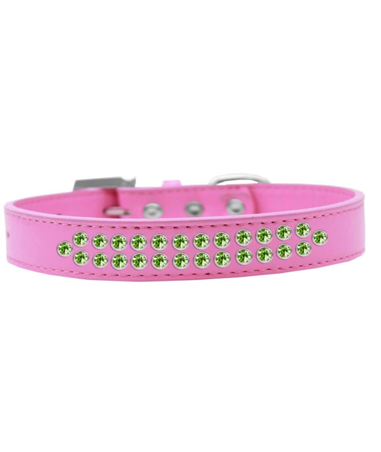 Mirage Pet Products Two Row Lime green crystal Bright Pink Dog collar Size 18