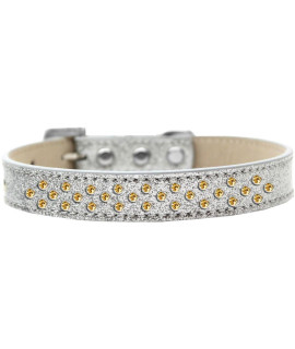 Mirage Pet Products Sprinkles Ice cream Dog collar with Yellow crystals Size 12 Silver