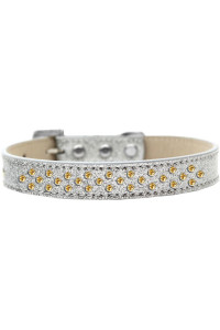Mirage Pet Products Sprinkles Ice cream Dog collar with Yellow crystals Size 14 Silver