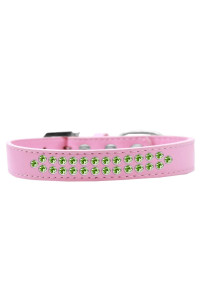 Mirage Pet Products Two Row Lime green crystal Light Pink Dog collar Size 20