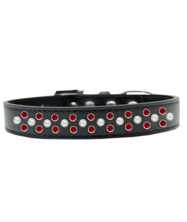Mirage Pet Products Sprinkles Dog collar with Pearl and Red crystals Size 14 Black