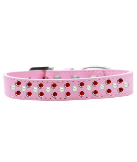 Mirage Pet Products Sprinkles Dog collar with Pearl and Red crystals Size 12 Light Pink