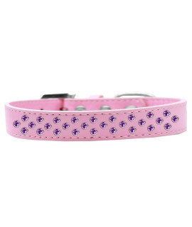 Mirage Pet Products Sprinkles Dog collar with Purple crystals Size 14 Light Pink
