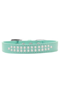Mirage Pet Products Two Row Pearl Aqua Dog collar Size 16