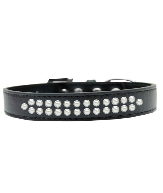 Mirage Pet Products Two Row Pearl Black Dog collar Size 14