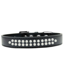 Mirage Pet Products Two Row Pearl Black Dog collar Size 16