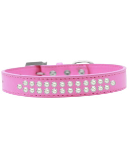 Mirage Pet Products Two Row Pearl Bright Pink Dog collar Size 12