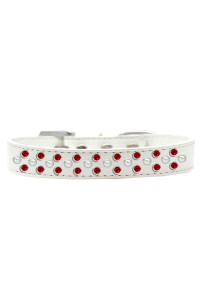 Mirage Pet Products Sprinkles Dog collar with Pearl and Red crystals Size 12 White