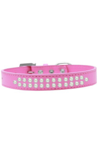 Mirage Pet Products Two Row Pearl Bright Pink Dog collar Size 16