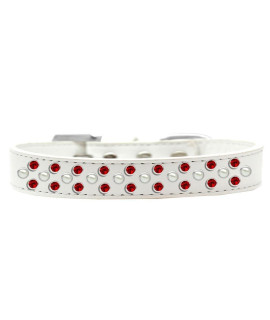 Mirage Pet Products Sprinkles Dog collar with Pearl and Red crystals Size 14 White