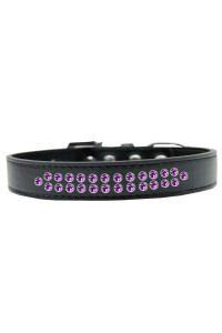 Mirage Pet Products Two Row Purple crystal Black Dog collar Size 12