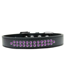 Mirage Pet Products Two Row Purple crystal Black Dog collar Size 14