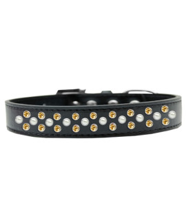 Mirage Pet Products Sprinkles Dog collar with Pearl and Yellow crystals Size 14 Black