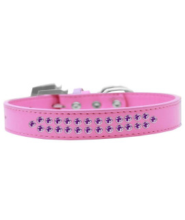Mirage Pet Products Two Row Purple crystal Bright Pink Dog collar Size 16