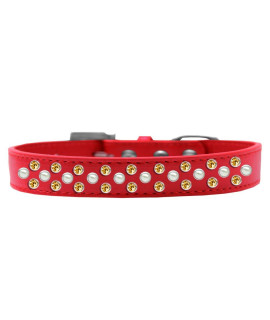 Mirage Pet Products Sprinkles Dog collar with Pearl and Yellow crystals Size 20 Black