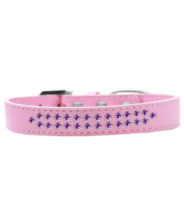 Mirage Pet Products Two Row Purple crystal Light Pink Dog collar Size 14