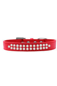 Mirage Pet Products Two Row Pearl Red Dog collar Size 12