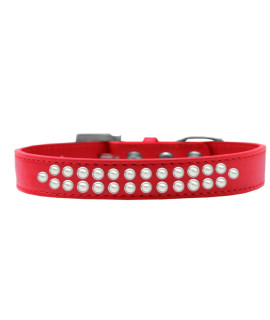 Mirage Pet Products Two Row Pearl Red Dog collar Size 12