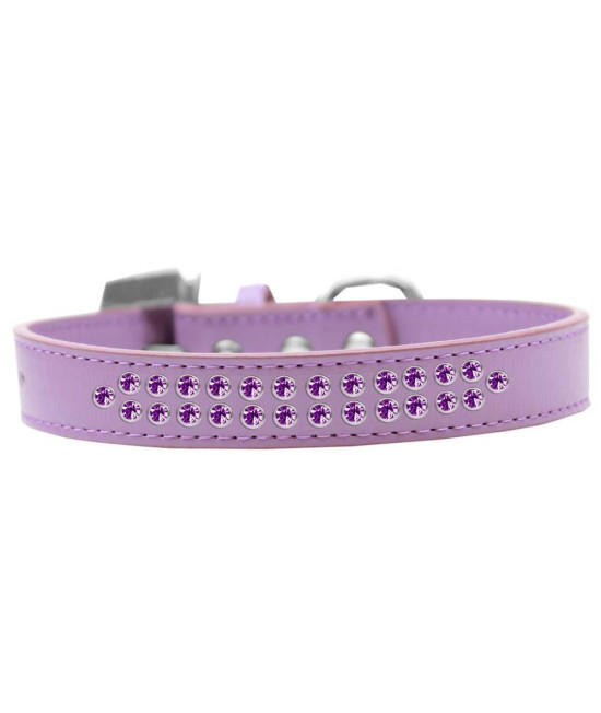 Mirage Pet Products Two Row Purple crystal Lavender Dog collar Size 12