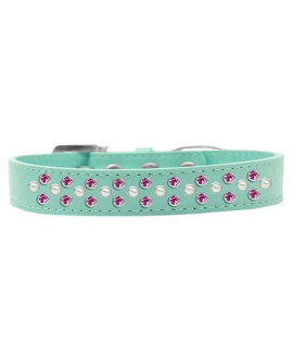 Mirage Pet Products Sprinkles Dog collar with Pearl and Bright Pink crystals Size 20 Aqua