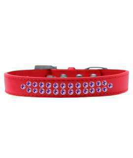 Mirage Pet Products Two Row Purple crystal Red Dog collar Size 12