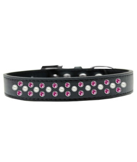 Mirage Pet Products Sprinkles Dog collar with Pearl and Bright Pink crystals Size 18 Black