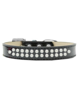 Mirage Pet Products Two Row Pearl Ice cream Dog collar Size 12 Black