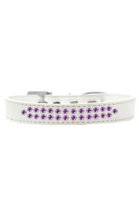 Mirage Pet Products Two Row Purple crystal White Dog collar Size 12