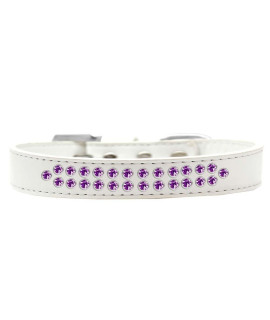 Mirage Pet Products Two Row Purple crystal White Dog collar Size 12