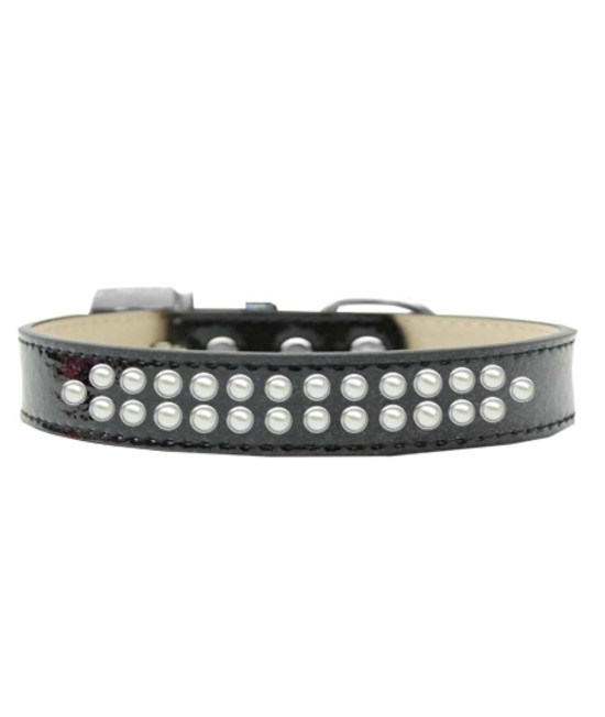 Mirage Pet Products Two Row Pearl Ice cream Dog collar Size 14 Black