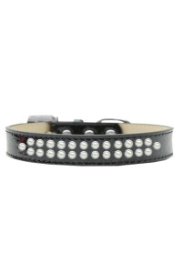 Mirage Pet Products Two Row Pearl Ice cream Dog collar Size 16 Black