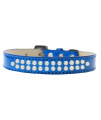 Mirage Pet Products Two Row Pearl Ice cream Dog collar Size 16 Blue