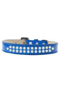 Mirage Pet Products Two Row Pearl Ice cream Dog collar Size 18 Blue