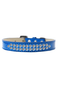 Mirage Pet Products Two Row clear crystal Blue Ice cream Dog collar Size 12