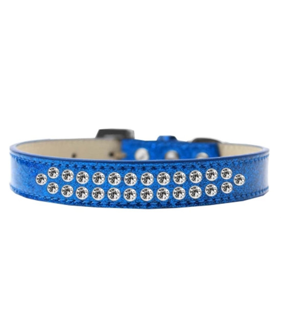 Mirage Pet Products Two Row clear crystal Blue Ice cream Dog collar Size 12