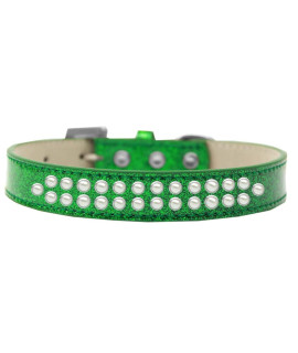 Mirage Pet Products Two Row Pearl Ice cream Dog collar Size 12 Emerald green