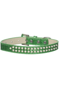 Mirage Pet Products Two Row Pearl Ice cream Dog collar Size 14 Emerald green