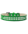 Mirage Pet Products Two Row Pearl Ice cream Dog collar Size 16 Emerald green