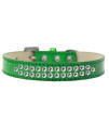 Mirage Pet Products Two Row clear crystal Emerald green Ice cream Dog collar Size 18