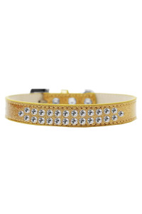 Mirage Pet Products Two Row clear crystal gold Ice cream Dog collar Size 12