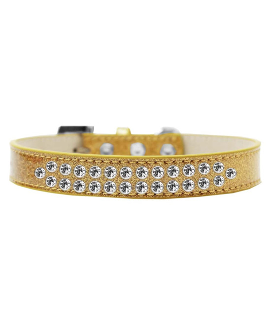 Mirage Pet Products Two Row clear crystal gold Ice cream Dog collar Size 14